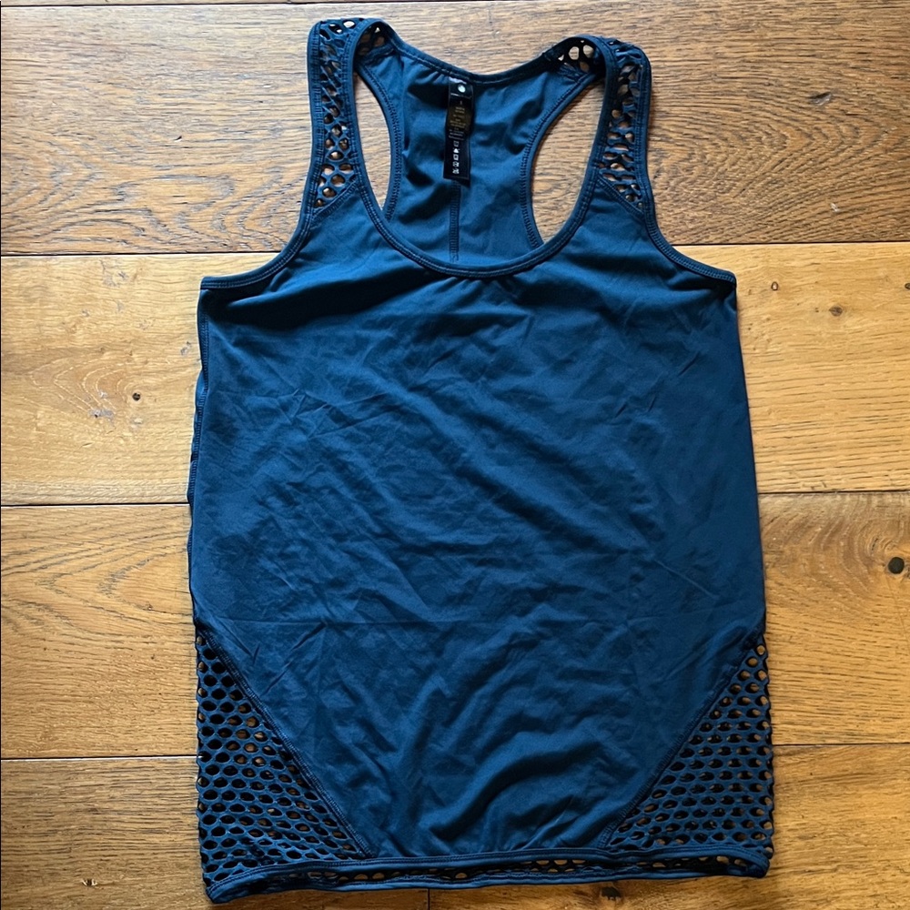 Yogalicious Dark Blue Tank Top with Mesh Accents